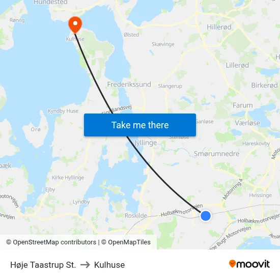 Høje Taastrup St. to Kulhuse map