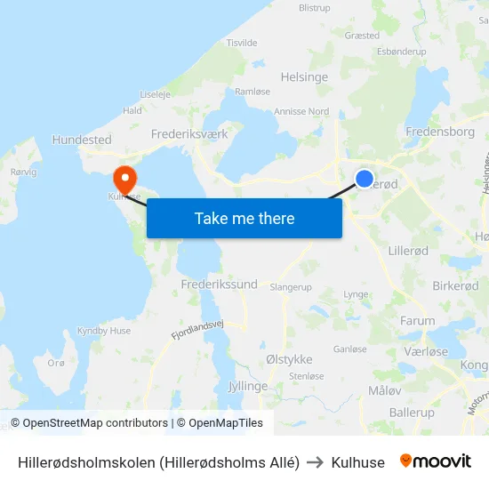 Hillerødsholmskolen (Hillerødsholms Allé) to Kulhuse map