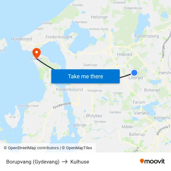 Borupvang (Gydevang) to Kulhuse map