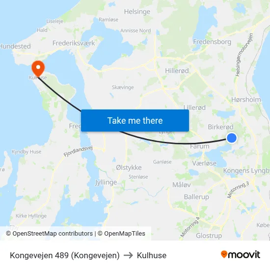 Kongevejen 489 (Kongevejen) to Kulhuse map