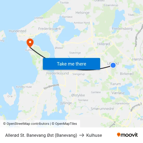 Allerød St. Banevang Øst (Banevang) to Kulhuse map