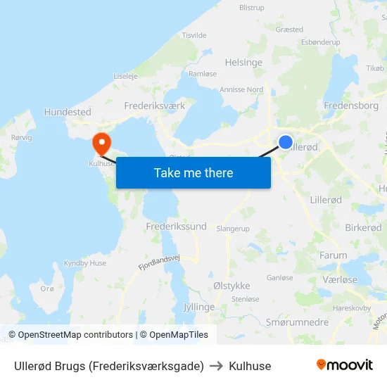 Ullerød Brugs (Frederiksværksgade) to Kulhuse map