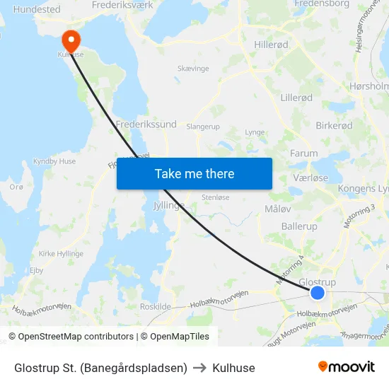 Glostrup St. (Banegårdspladsen) to Kulhuse map