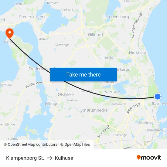 Klampenborg St. to Kulhuse map