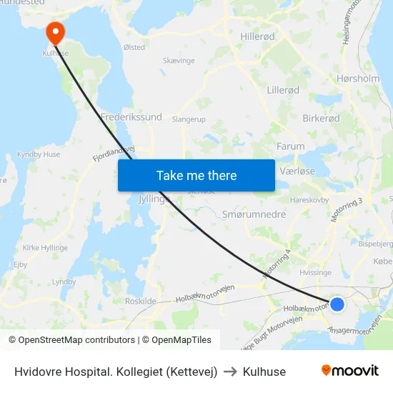 Hvidovre Hospital. Kollegiet (Kettevej) to Kulhuse map