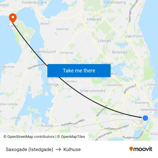 Saxogade (Istedgade) to Kulhuse map