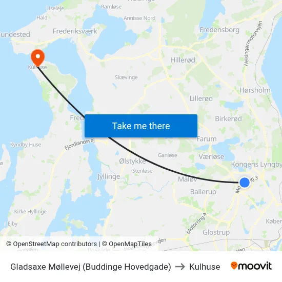 Gladsaxe Møllevej (Buddinge Hovedgade) to Kulhuse map