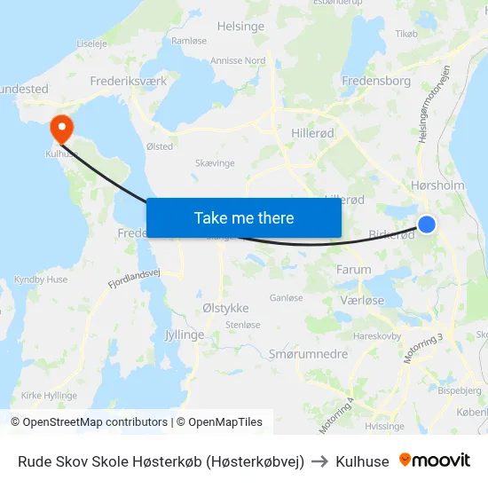 Rude Skov Skole Høsterkøb (Høsterkøbvej) to Kulhuse map