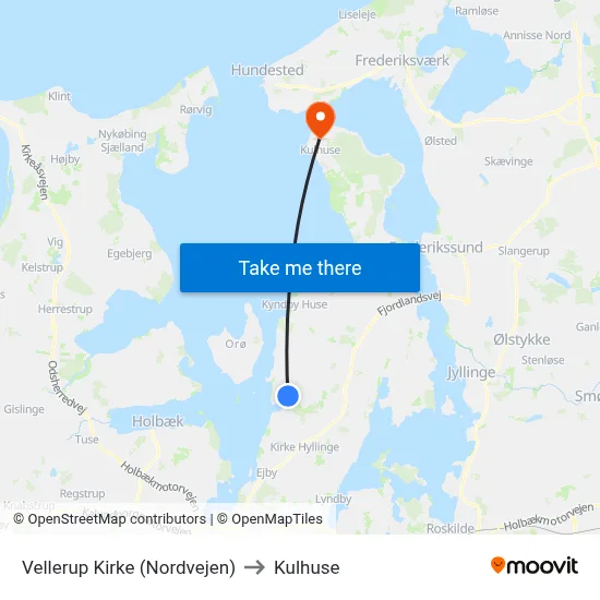 Vellerup Kirke (Nordvejen) to Kulhuse map