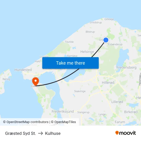 Græsted Syd St. to Kulhuse map