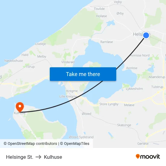 Helsinge St. to Kulhuse map