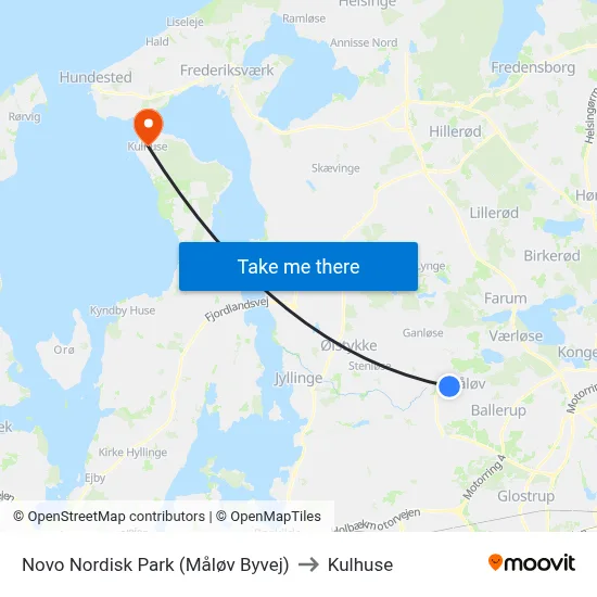 Novo Nordisk Park (Måløv Byvej) to Kulhuse map