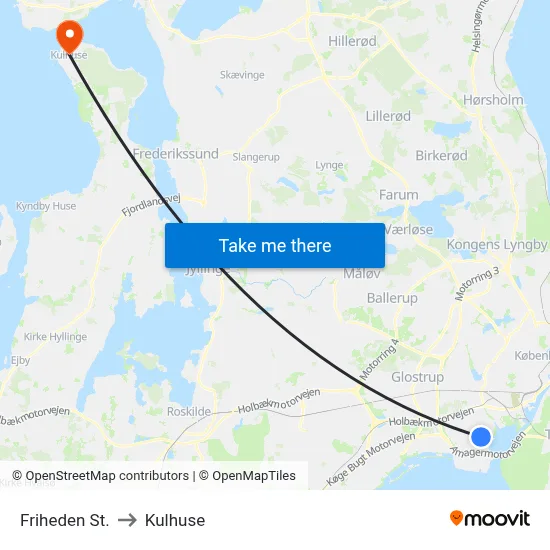 Friheden St. to Kulhuse map