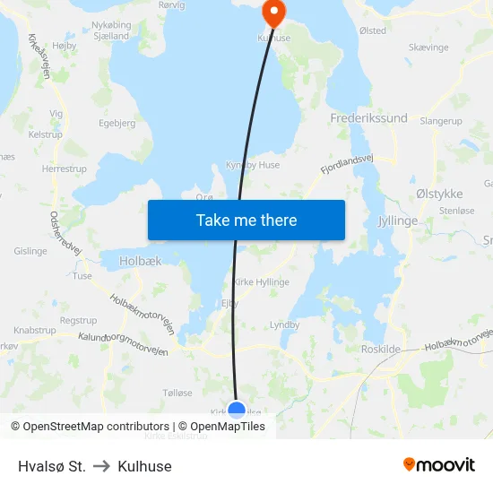 Hvalsø St. to Kulhuse map