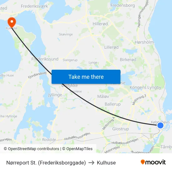 Nørreport St. (Frederiksborggade) to Kulhuse map