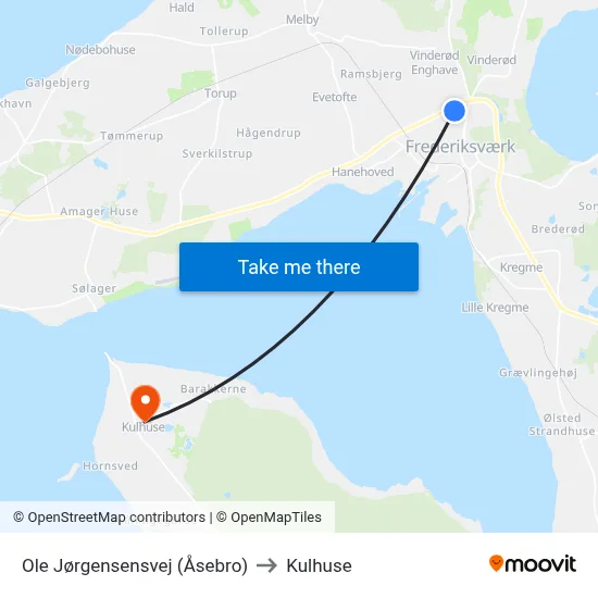 Ole Jørgensens Vej (Åsebro) to Kulhuse map