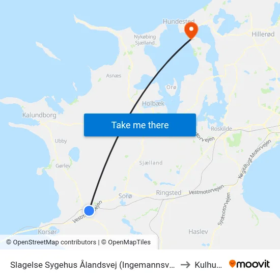 Slagelse Sygehus Ålandsvej (Ingemannsvej) to Kulhuse map