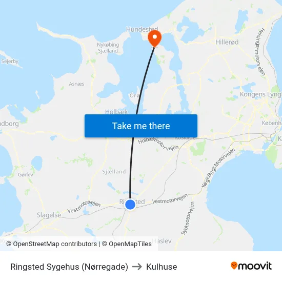 Ringsted Sygehus (Nørregade) to Kulhuse map