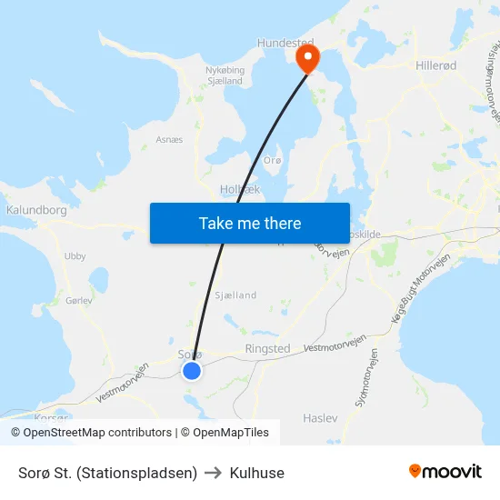 Sorø St. (Stationspladsen) to Kulhuse map