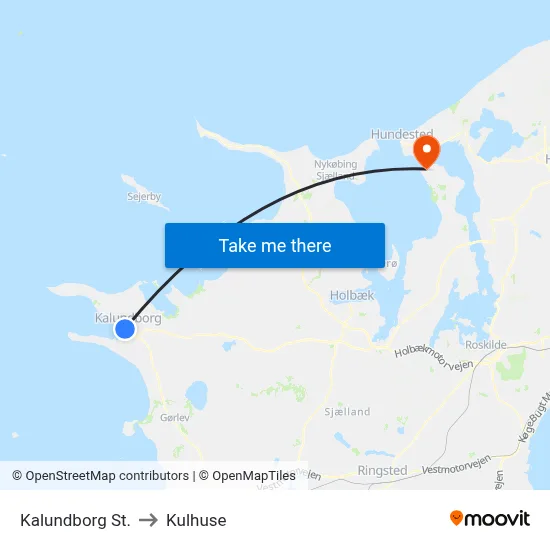 Kalundborg St. to Kulhuse map