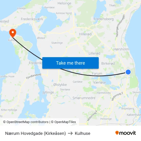 Nærum Hovedgade (Kirkeåsen) to Kulhuse map