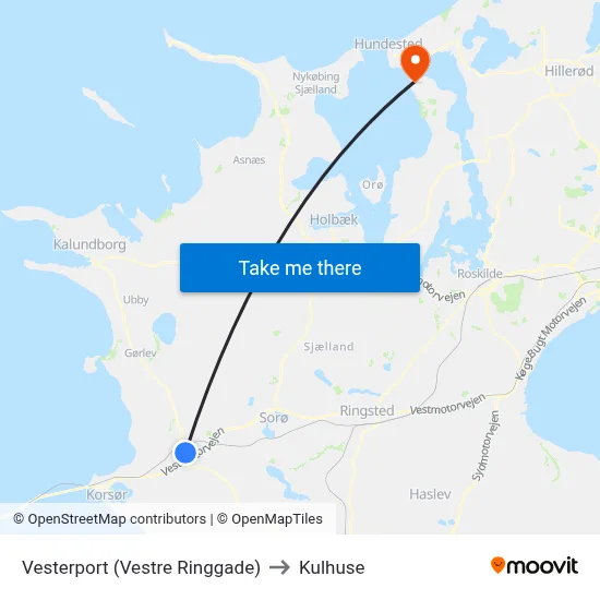 Vesterport (Vestre Ringgade) to Kulhuse map