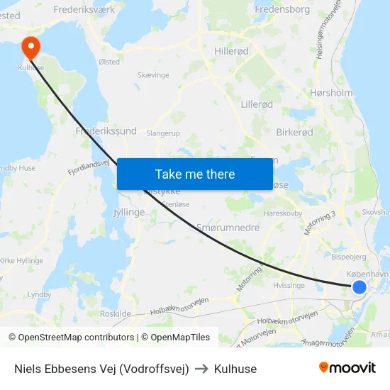 Niels Ebbesens Vej (Vodroffsvej) to Kulhuse map