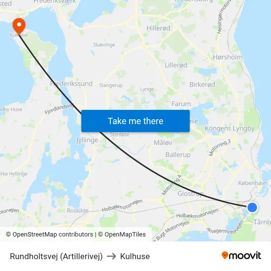 Rundholtsvej (Artillerivej) to Kulhuse map