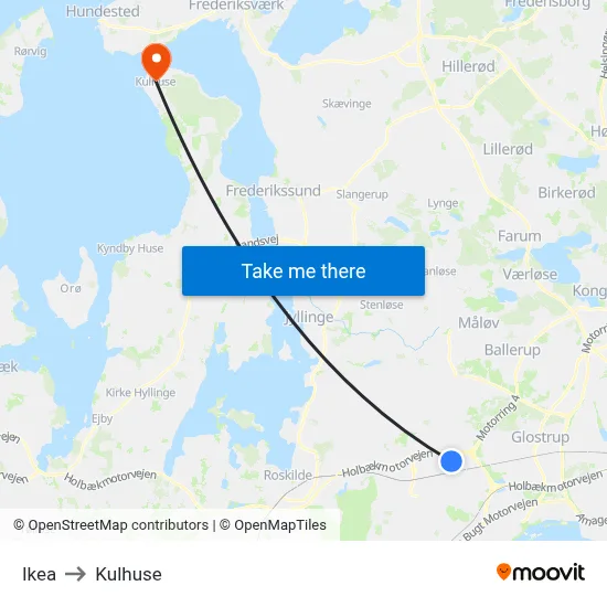 Ikea to Kulhuse map