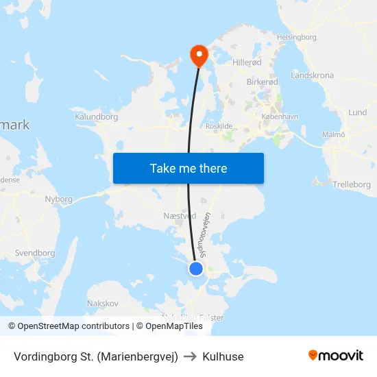 Vordingborg St. (Marienbergvej) to Kulhuse map