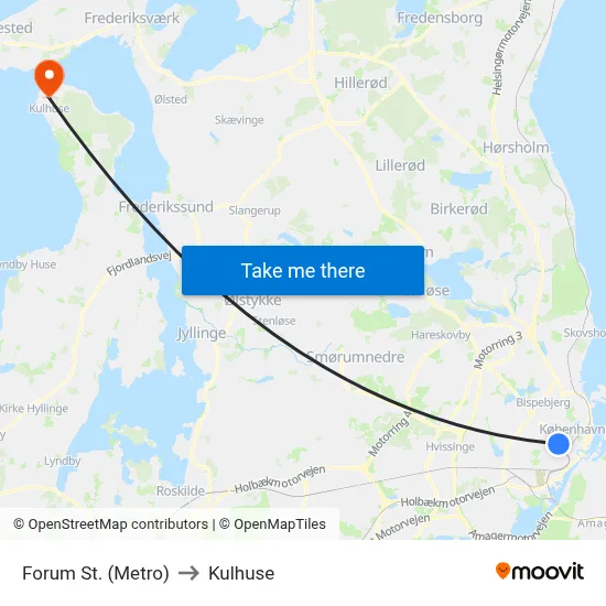 Forum St. (Metro) to Kulhuse map