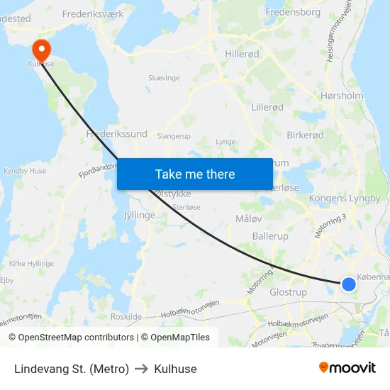 Lindevang St. (Metro) to Kulhuse map