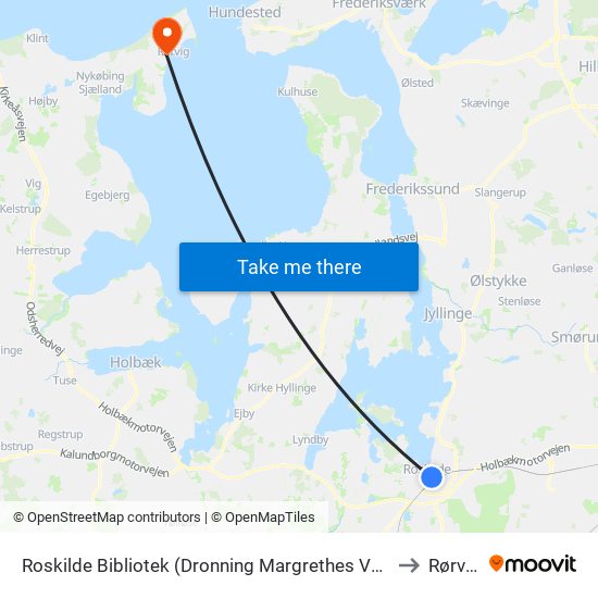 Roskilde Bibliotek (Dronning Margrethes Vej) to Rørvig map