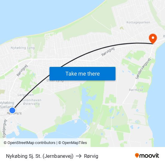 Nykøbing Sj. St. (Jernbanevej) to Rørvig map