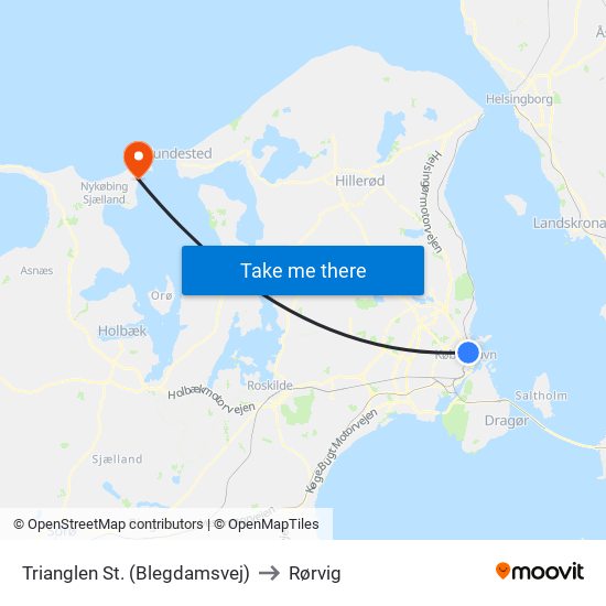 Trianglen St. (Blegdamsvej) to Rørvig map