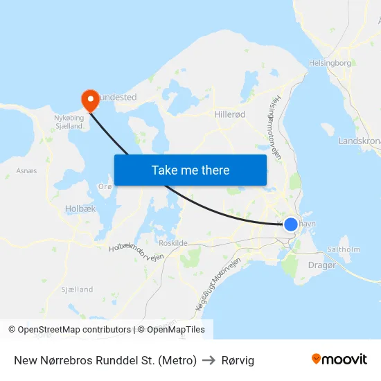 New Nørrebros Runddel St. (Metro) to Rørvig map