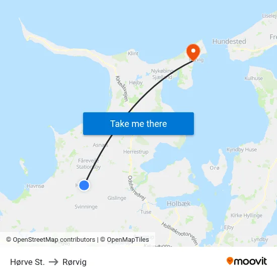 Hørve St. to Rørvig map