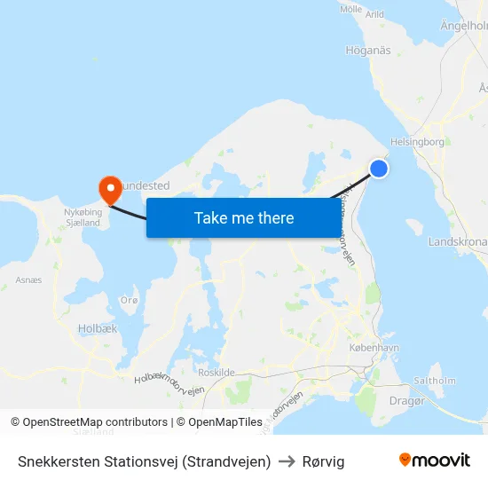 Snekkersten Stationsvej (Strandvejen) to Rørvig map