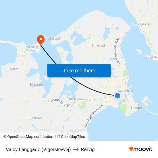 Valby Langgade (Vigerslevvej) to Rørvig map