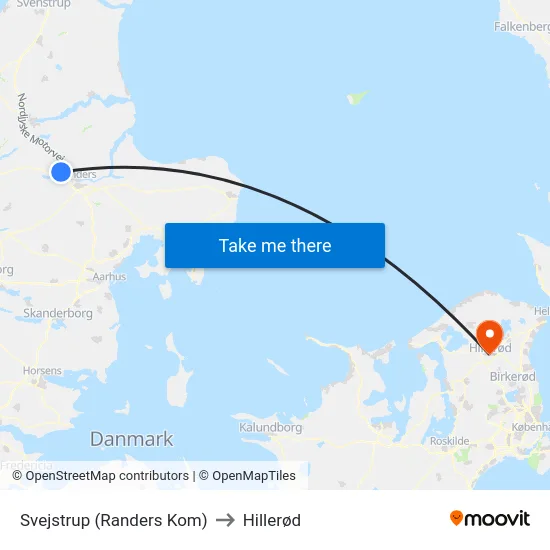 Svejstrup (Randers Kom) to Hillerød map
