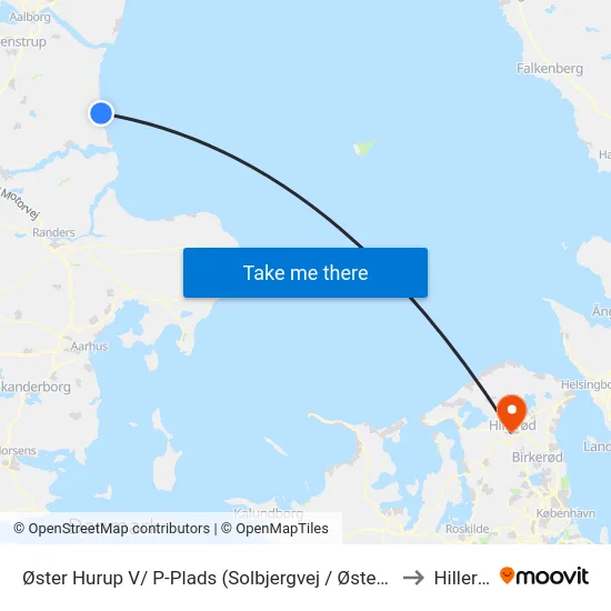 Øster Hurup V/ P-Plads (Solbjergvej / Øster Hurup) to Hillerød map