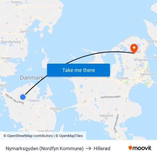 Nymarksgyden (Nordfyn Kommune) to Hillerød map