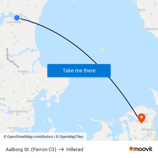 Aalborg St. (Perron C3) to Hillerød map