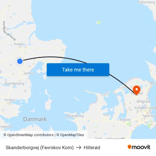 Skanderborgvej (Favrskov Kom) to Hillerød map