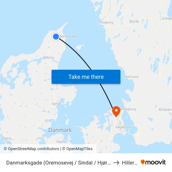 Danmarksgade (Oremosevej / Sindal / Hjørring K.) to Hillerød map