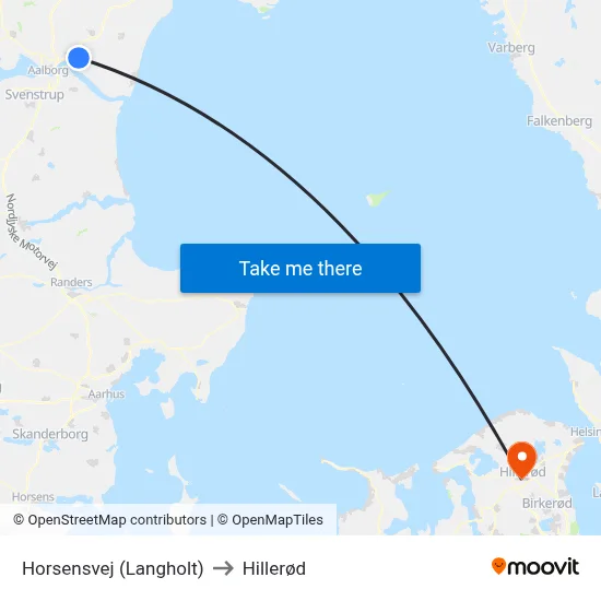Horsensvej (Langholt) to Hillerød map