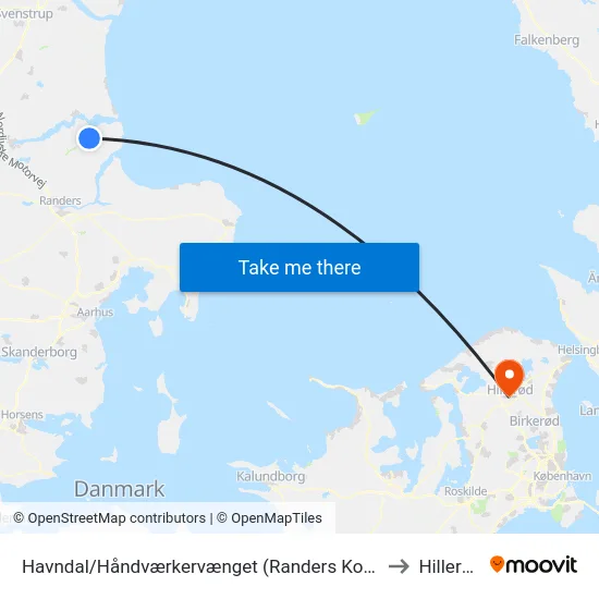 Havndal/Håndværkervænget (Randers Kom) to Hillerød map
