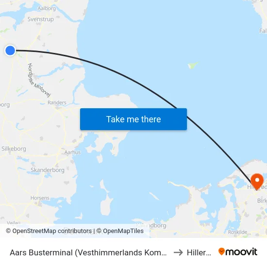 Aars Busterminal (Vesthimmerlands Komm.) to Hillerød map