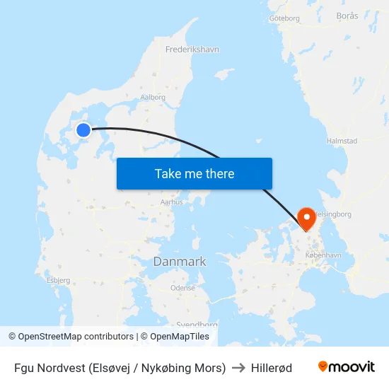 Fgu Nordvest (Elsøvej / Nykøbing Mors) to Hillerød map