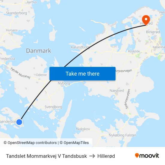 Tandslet Mommarkvej V Tandsbusk to Hillerød map